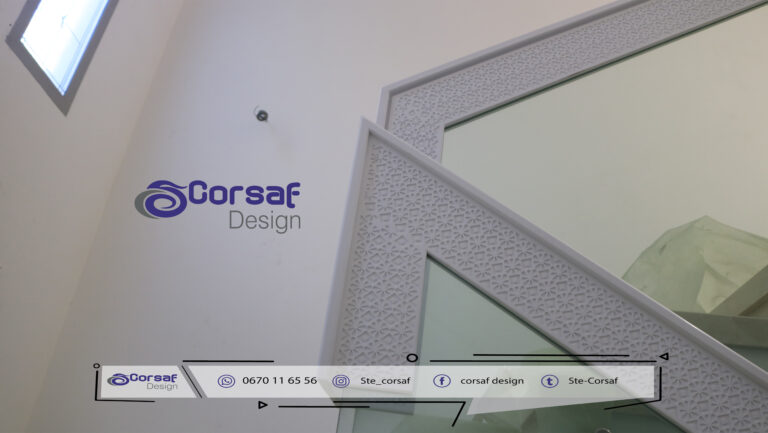 Escalier design sur mesure en solid surface gravée CNC – Réalisation pour Villa à Iligh, Agadir8