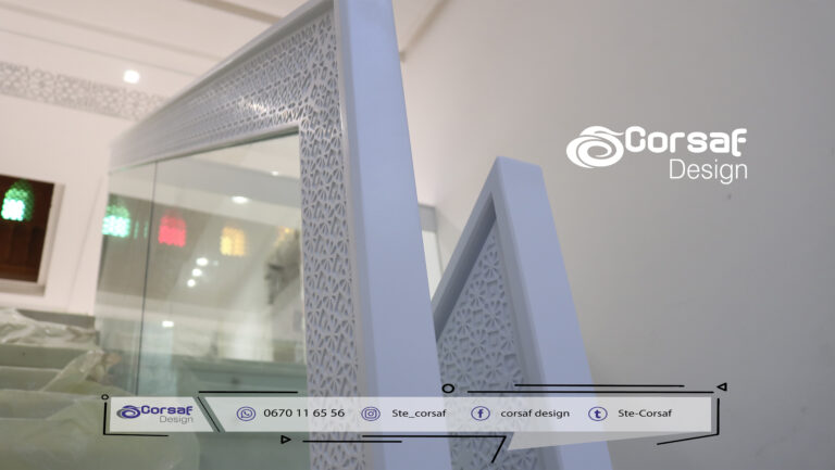 Escalier design sur mesure en solid surface gravée CNC – Réalisation pour Villa à Iligh, Agadir7