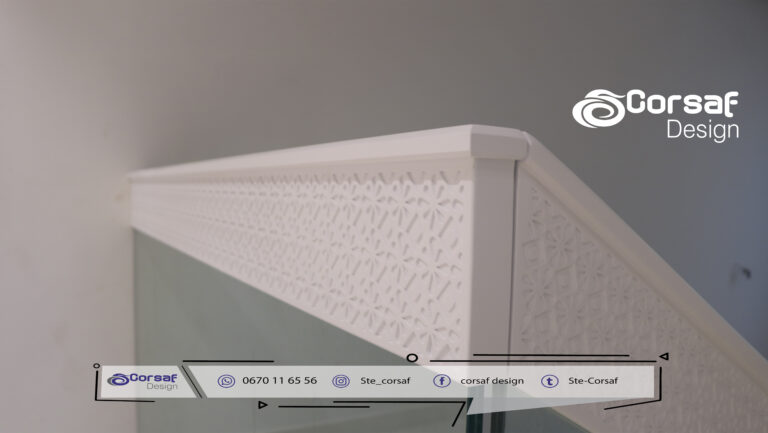 Escalier design sur mesure en solid surface gravée CNC – Réalisation pour Villa à Iligh, Agadir5